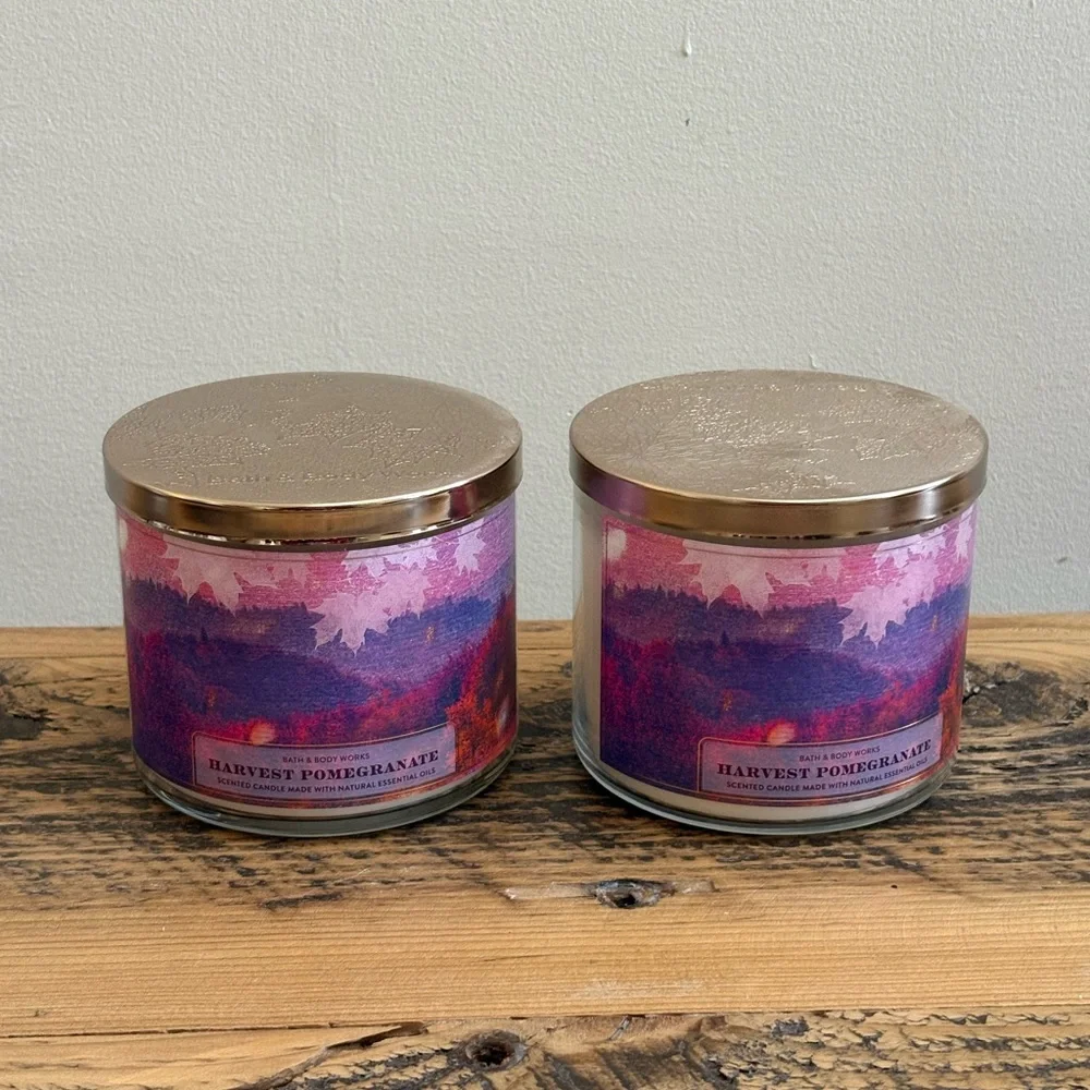Bath & Body Works Harvest Pomegranate 3-Wick Candles lot of 2